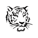Image d'un tatouage temporaire représentant une tête de tigre.