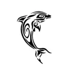 Dauphin tribal en spirale aux lignes marquées pour tatouage énergique
