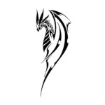 Dragon vertical ailé aux lignes tranchantes pour tatouage temporaire intense et élancé
