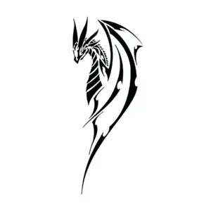Dragon vertical ailé aux lignes tranchantes pour tatouage temporaire intense et élancé