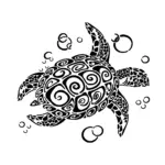 Grande tortue océan aux spirales et bulles pour tatouage temporaire décoratif