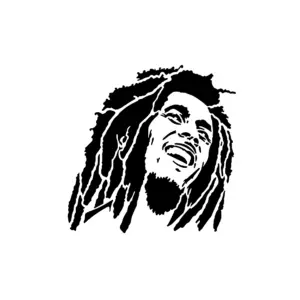 Portrait de Bob Marley au style graphique pour tatouage temporaire musical emblématique