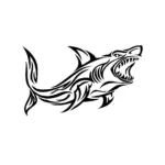 Requin gueule ouverte tribal pour tatouage temporaire marin puissant