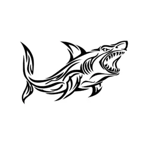 Requin gueule ouverte tribal pour tatouage temporaire marin puissant