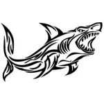 Requin gueule ouverte tribal pour tatouage temporaire marin puissant