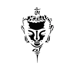 Tête de bouddha aux traits apaisants pour tatouage temporaire zen et équilibré