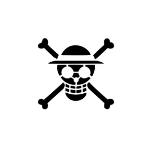 Emblème de Luffy avec tête de mort et chapeau de paille style One Piece