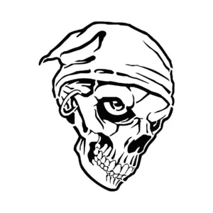 Tête de mort avec bandana pirate au style marin pour tatouage temporaire aventureux
