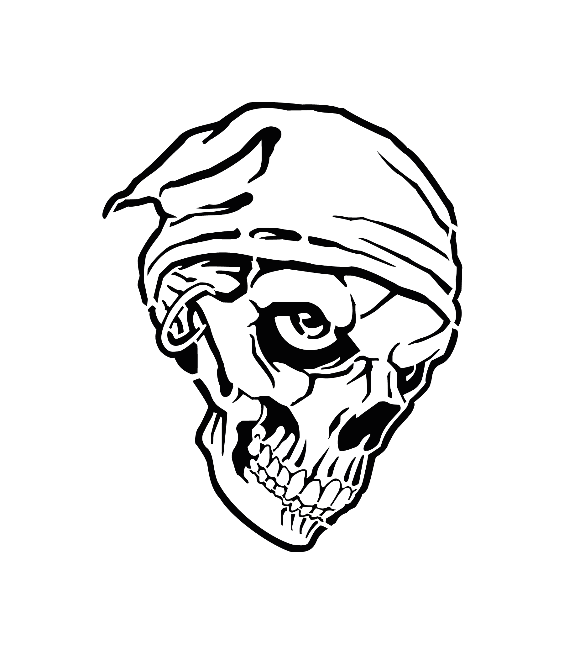 Tête de mort avec bandana pirate au style marin pour tatouage temporaire aventureux