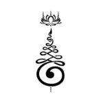 Symbole unalome vertical aux lignes fines pour tatouage temporaire spirituel apaisant