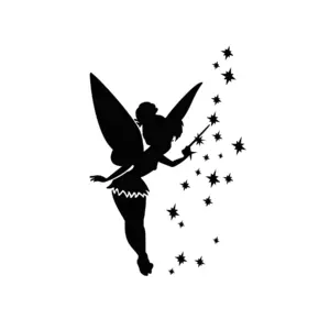 Fée lançant des étoiles filantes au tracé fluide pour tatouage temporaire dynamique