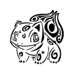 Image d'un tatouage temporaire représentant Bulbizar de la série Pokémon.