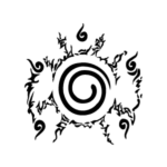 Image d'un tatouage temporaire représentant le sceau de Naruto.