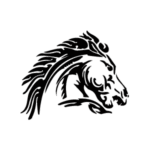 Image d'un tatouage temporaire représentant une tête de cheval de profil.