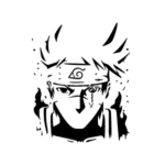 Image d'un tatouage temporaire représentant le visage de Kakashi dans le manga de Naruto.