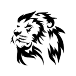 Image d'un tatouage temporaire représentant une tête de lion.