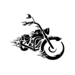 Image d'un tatouage temporaire représentant une moto enflammée.