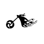 Image d'un tatouage temporaire représentant une moto enflammée.