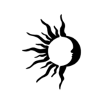 Image d'un tatouage temporaire représentant un soleil avec une lune.