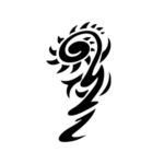 Image d'un tatouage temporaire Tribal 1, représentant un dessin d'inspiration tribal ressemblant à un soleil sur un pied.