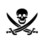 Image d'un tatouage temporaire représentant une tête de mort avec en dessous deux épées en croix.