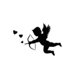 Ange cupidon avec arc et cœurs au tracé doux pour tatouage temporaire romantique