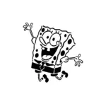 Bob l’éponge souriant bras levés style cartoon pour tatouage temporaire fun