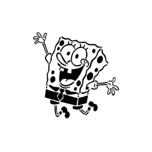 Bob l’éponge souriant bras levés style cartoon pour tatouage temporaire fun