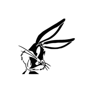 Lapin Bugs Bunny oreilles dressées mangeant carotte pour tatouage temporaire cartoon
