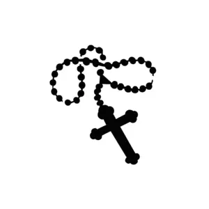 Chapelet avec croix détaillée aux perles visibles pour tatouage temporaire spirituel