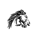 Tête de cheval stylisée aux lignes fluides pour tatouage temporaire élégant et artistique