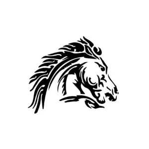 Tête de cheval stylisée aux lignes fluides pour tatouage temporaire élégant et artistique