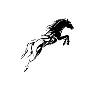 Cheval cabré tribal aux lignes fluides pour tatouage temporaire puissant et dynamique