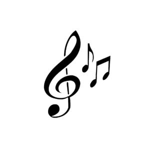 Clé de sol avec notes musicales fines au tracé élégant pour tatouage temporaire artistique