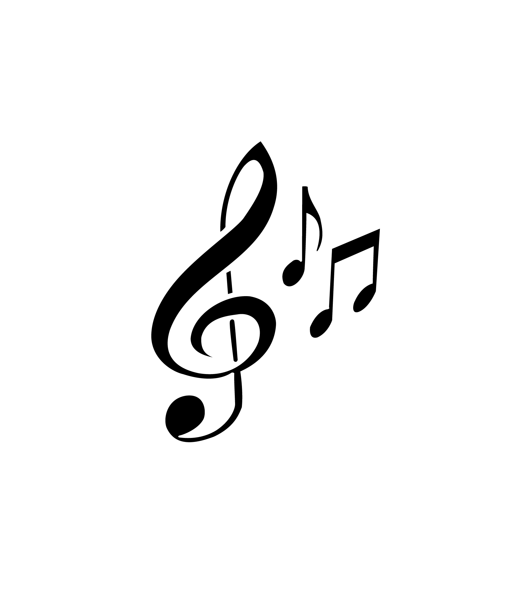 Clé de sol avec notes musicales fines au tracé élégant pour tatouage temporaire artistique