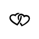 Deux cœurs entrelacés aux lignes douces pour tatouage temporaire romantique