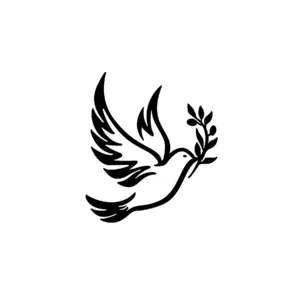 Colombe tenant une branche d’olivier au tracé doux pour tatouage temporaire symbolique