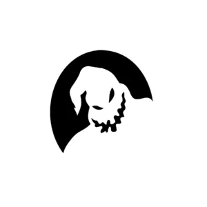 Crâne fantomatique stylisé pour tatouage Halloween sombre et lisible