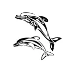 Deux dauphins entrelacés aux lignes fluides pour tatouage harmonieux