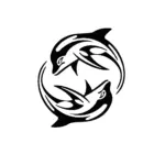 Deux dauphins en cercle aux formes harmonieuses pour tatouage équilibré