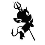 Diablotin avec trident au style cartoon pour tatouage temporaire ludique et expressif