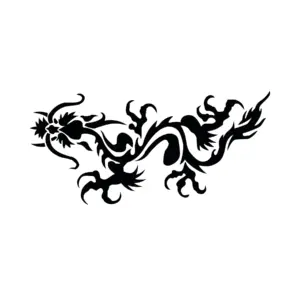 Dragon allongé aux formes agressives pour tatouage temporaire intense et dynamique