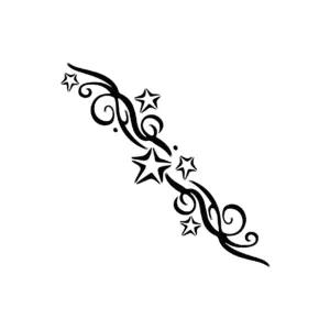 Étoiles avec volutes fines au tracé fluide pour tatouage temporaire élégant et décoratif