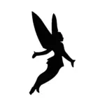 Silhouette de fée type Clochette en vol avec ailes déployées pour tatouage temporaire