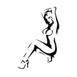 Silhouette femme assise au tracé sensuel pour tatouage temporaire glamour artistique