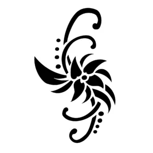 Fleur arabesque stylisée aux courbes décoratives pour tatouage temporaire élégant et artistique