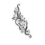 Fleur ornementale élancée aux lignes fines et courbes élégantes pour tatouage temporaire raffiné