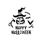 Motif Happy Halloween avec citrouille et chauves-souris pour tatouage temporaire festif
