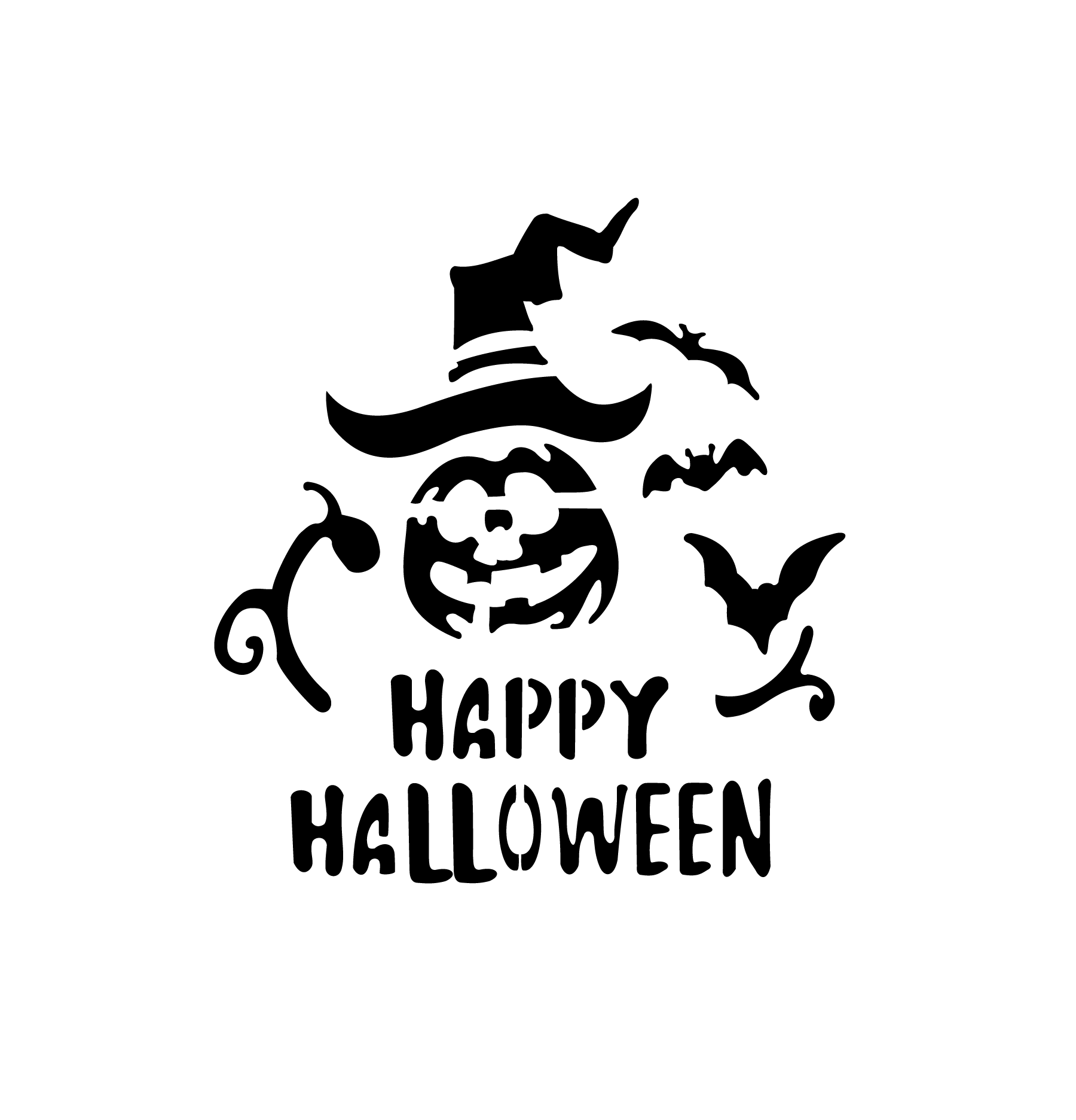 Motif Happy Halloween avec citrouille et chauves-souris pour tatouage temporaire festif