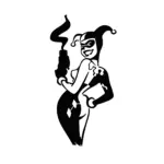Harley Quinn silhouette stylisée dynamique pour tatouage temporaire audacieux et expressif